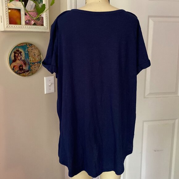 A.N.A. Navy Blue Cotton/Poly blend Classic wide V-neck T-Shirt *X-LARGE* - Picture 4 of 5